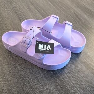 MIA Womans SANDALS size 9 Lavender Slip Ons Adjustable Open Toe